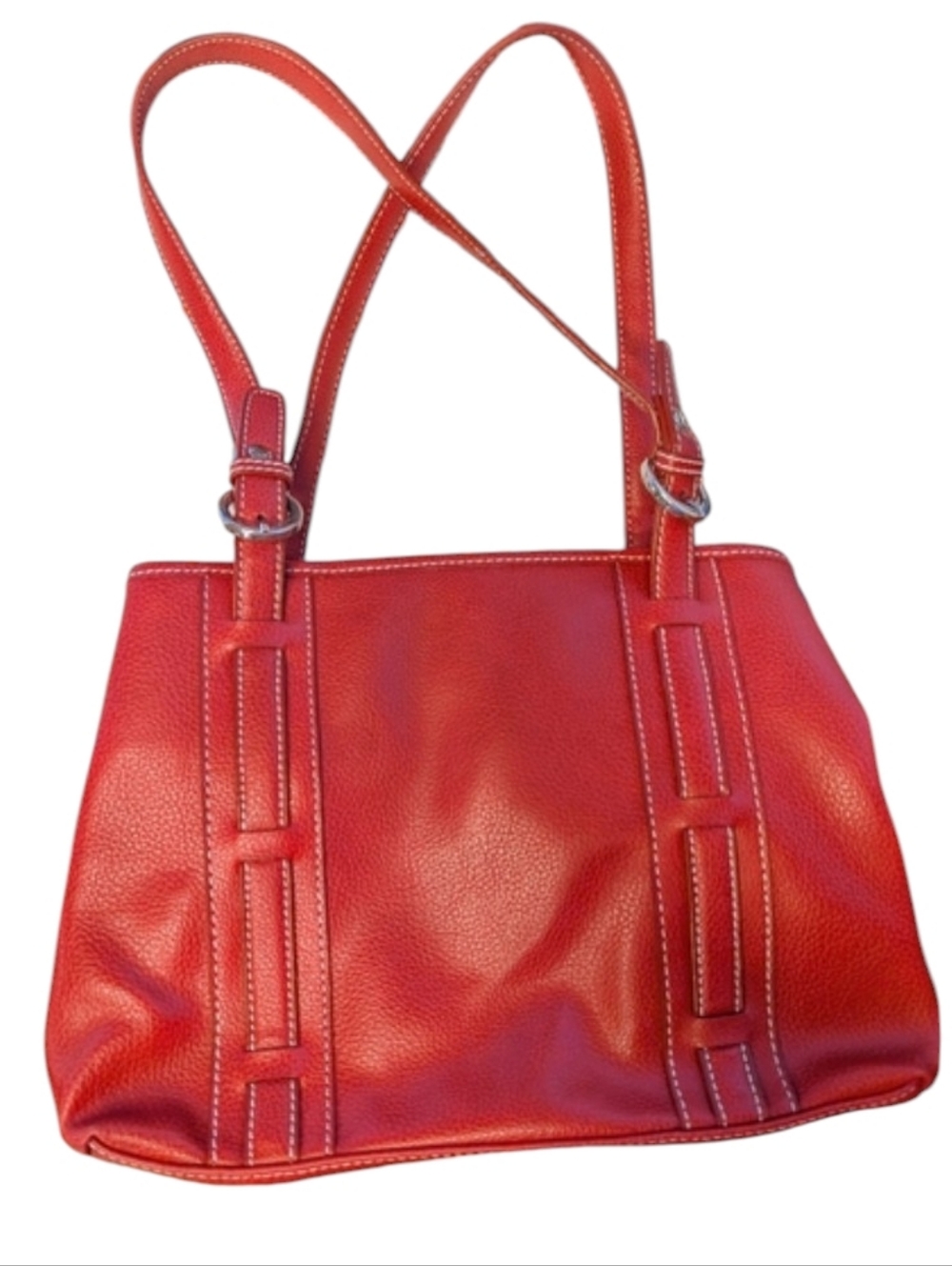 Y2K Red Tommy Hilfiger 3 Compartment Hand Back With Multiple Internal Pockets.